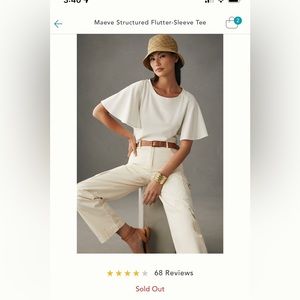 Anthropologie white flutter tee